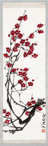齐白石（1864～1957） 红梅 立轴 设色纸本
