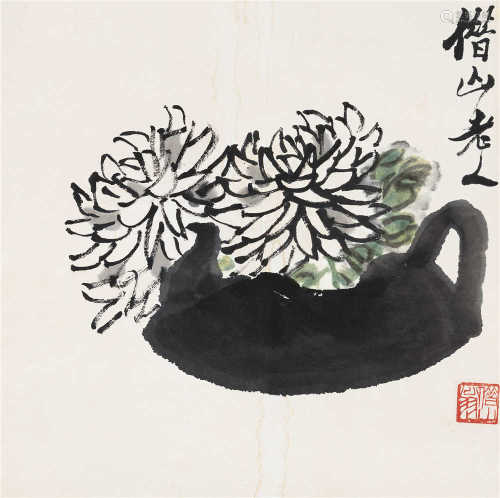 齐白石（1864～1957） 菊寿 立轴 设色纸本