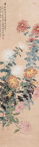 吴淑娟（1853～？） 1927年作 菊寿延年 立轴 设色纸本