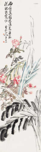 王震（1867～1938） 花卉 立轴 设色纸本