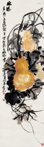 吴昌硕（1844～1927） 1891年作 依样 立轴 设色纸本