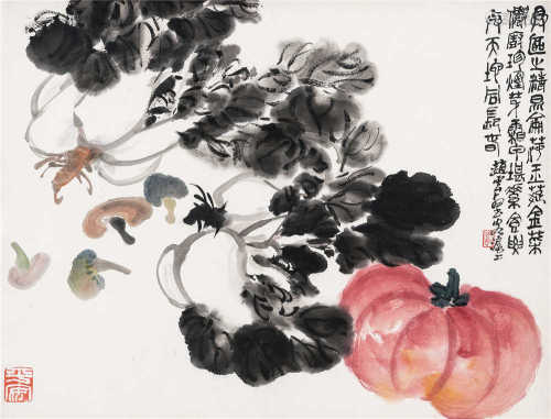 赵云壑（1874～1955） 清蔬图 镜框 设色纸本