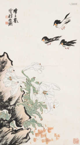 陈子奋（1898～1976） 花鸟 立轴 设色纸本