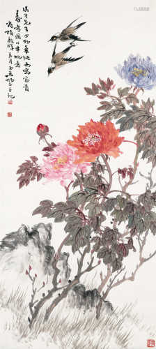 王师子（1885～1950） 花鸟 立轴 设色纸本