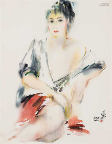 陈阳春（b.1946） 1985年作 舞者 镜框 设色纸本