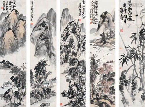 蒲华（1839～1911） 小品 （五帧） 立轴、镜心 设色纸本、水墨纸本