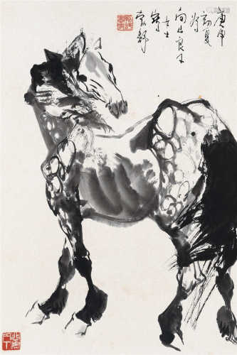 刘勃舒（b.1935） 1980年作 马 镜框 水墨纸本