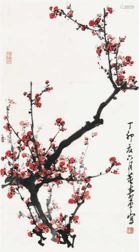 董寿平（1904～1997） 1987年作 红梅 镜心 设色纸本