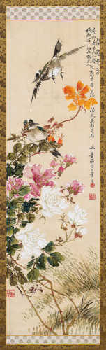 陈子奋（1898～1976） 花鸟 立轴 设色绢本