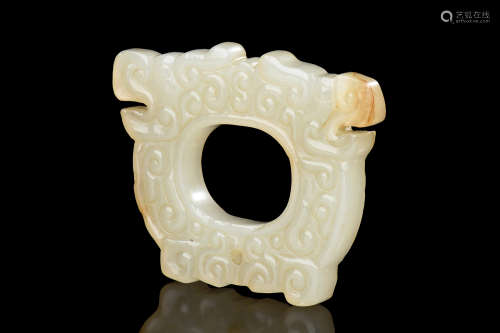 JADE CARVED 'DRAGONS' PENDANT