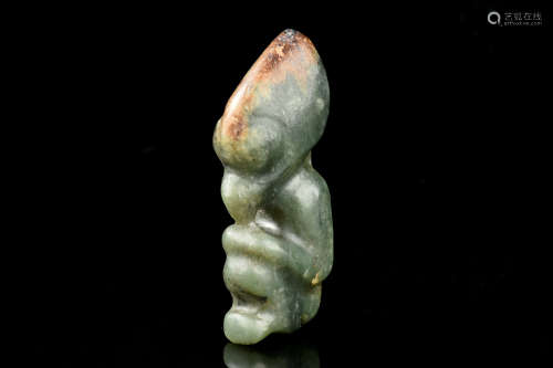 JADE CARVED 'MYTHICAL PERSON' ORNAMENT