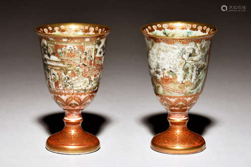 PAIR OF JAPANESE KUTANI WARE CUPS