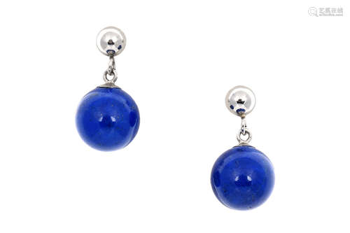 PAIR OF 14K WG LAPIS LAZULI EARRINGS