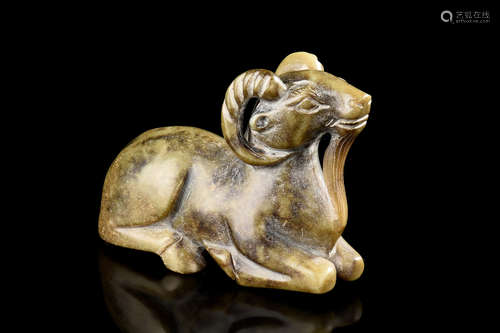 JADE CARVED 'GOAT' FIGURE