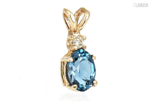 14K YG AQUAMARINE PENDANT