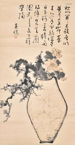 HUANG SHEN: INK AND COLOR ON PAPER PAINTING 'FLOWERS'