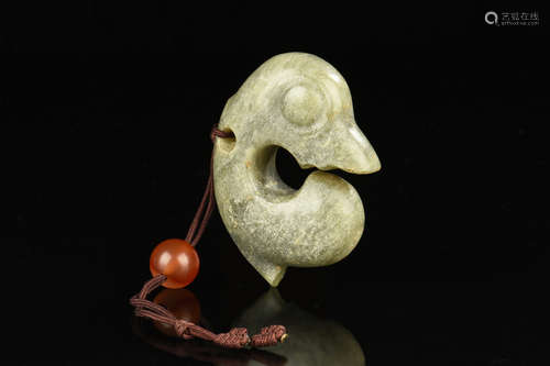 CARVED JADE 'PIG DRAGON' PENDANT