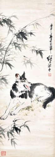 LIU JIYOU: INK AND COLOR ON PAPER PAINTING 'WOLF'