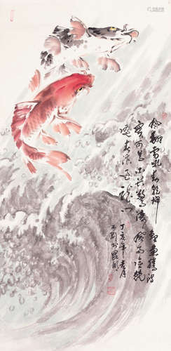 CAI KEGANG: INK AND COLOR ON PAPER PAINTING 'CARP'