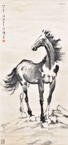 XU BEIHONG: INK ON PAPER PAINTING 'HORSE'