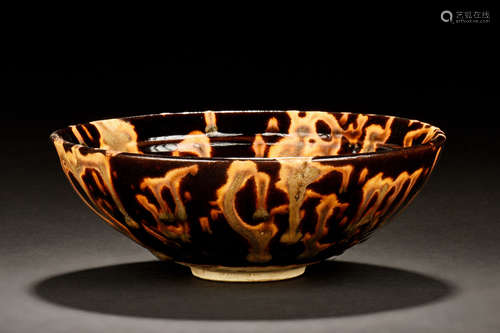 BLACK GLAZED 'OIL DRIP' BOWL