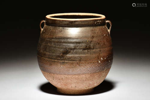 GLAZED JAR WITH TWO SMALL HANDLES