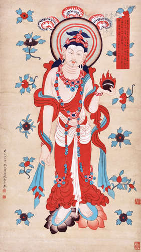 FENG JIANWU: INK AND COLOR ON PAPER PAINTING 'AMITABHA'