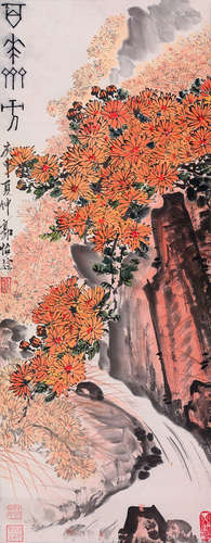 GUO YICONG: INK AND COLOR ON PAPER PAINTING 'FLOWER BLOSSOM'