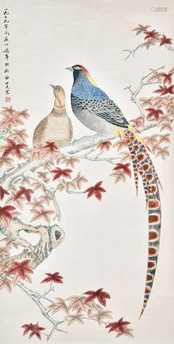 TIAN SHIGUANG: INK AND COLOR ON PAPER PAINTING 'BIRDS'