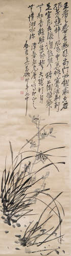 WU CHANGSHUO: INK ON PAPER PAINTING 'ORCHID'