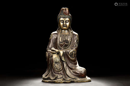 BRONZE CAST BODHISATTVA SEATED FIGURE