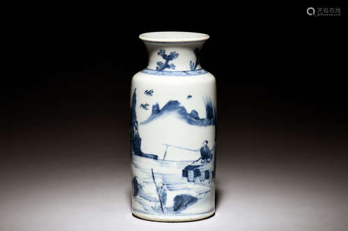 BLUE AND WHITE 'FISHERMEN' VASE