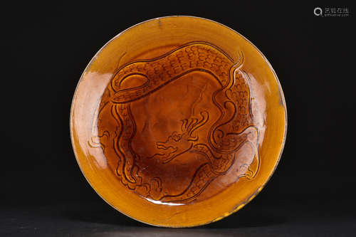 ORANGE-RED GLAZED 'DRAGON' CHARGER