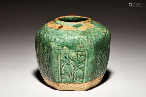 GREEN GLAZED JAR