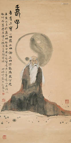 YIN YAN: INK AND COLOR ON PAPER PAINTING 'LAOZI'