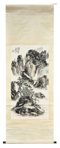 HUANG BINHONG: INK AND COLOR ON PAPER PAINTING 'MOUNTAIN SCENERY'