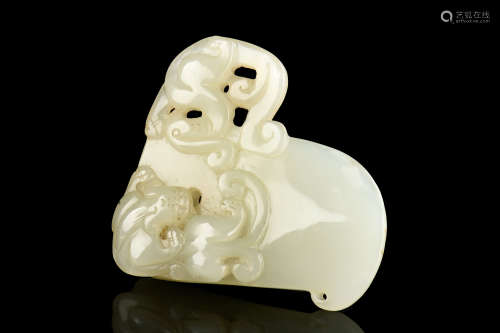 JADE CARVED 'MYTHICAL BEASTS' ORNAMENT