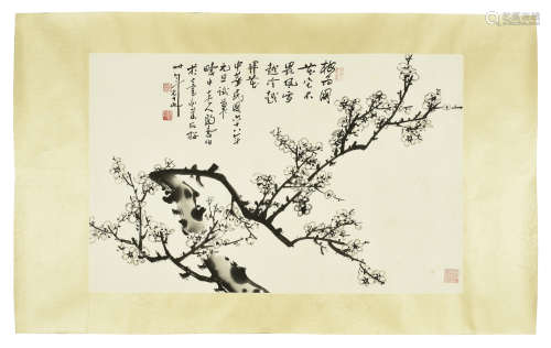 TAO SHOUBO: INK ON PAPER PAINTING 'PLUM FLOWERS'