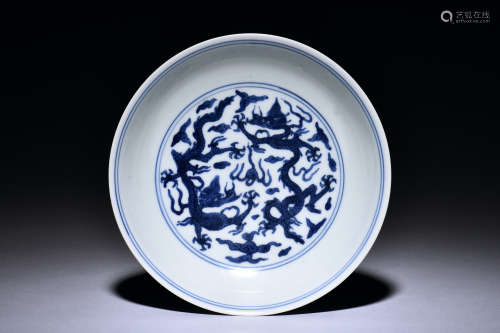 BLUE AND WHITE 'DRAGONS' DISH