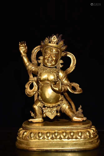 BRONZE GLITED GOD OF WEALTH FIGURE