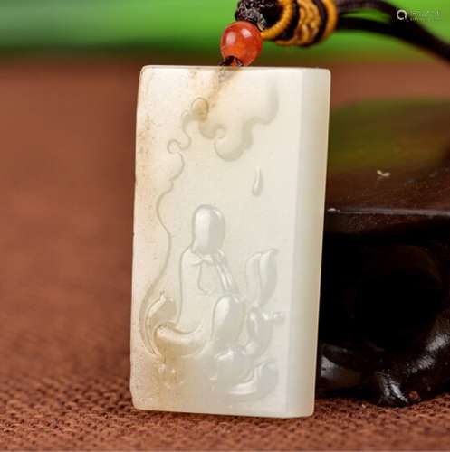 A NATURAL ZEN DESIGN HETIAN JADE SCULPTURE