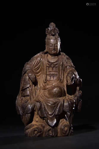 A CHENXIANG WOOD FINE CARVED GUAN YIN FIGURE