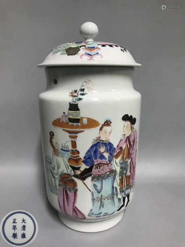 A DAQING YONGZHENG NIANZHI MARK FAMILLE-ROSE JAR