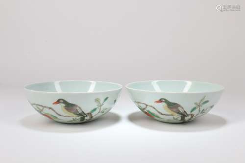 A Pair of Chinese Famille-Rose Porcelain Plates