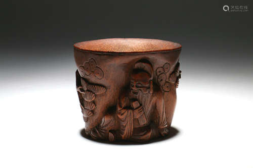 A Chinese Carved Bamboo Brush Pot