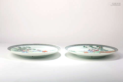 A Pair of Chinese Famille-Rose Porcelain Plates