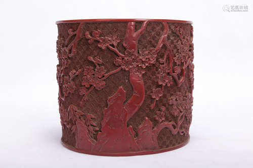 A Chinese Lacquer Brush Pot 