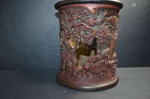 Chinese Bamboo Pen holder Hand Carved Brush Pot