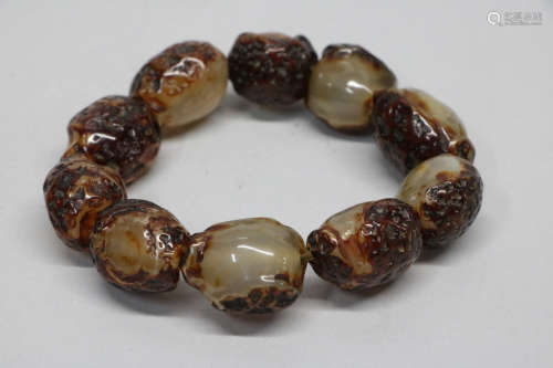 Amber 10 beads bracelet with russet