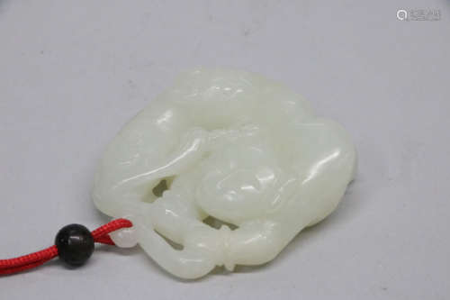 Chinese white jade carving of pedant